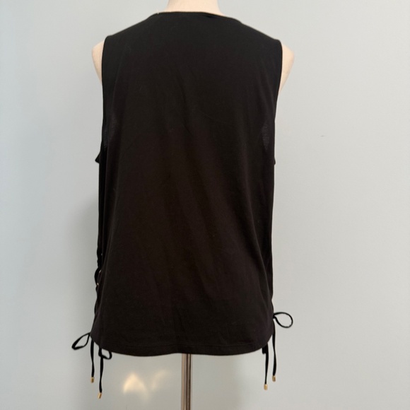 Michael Kors‎ Women’s Sleeveless Side Lace- Up Black Top Size L - Picture 4 of 8